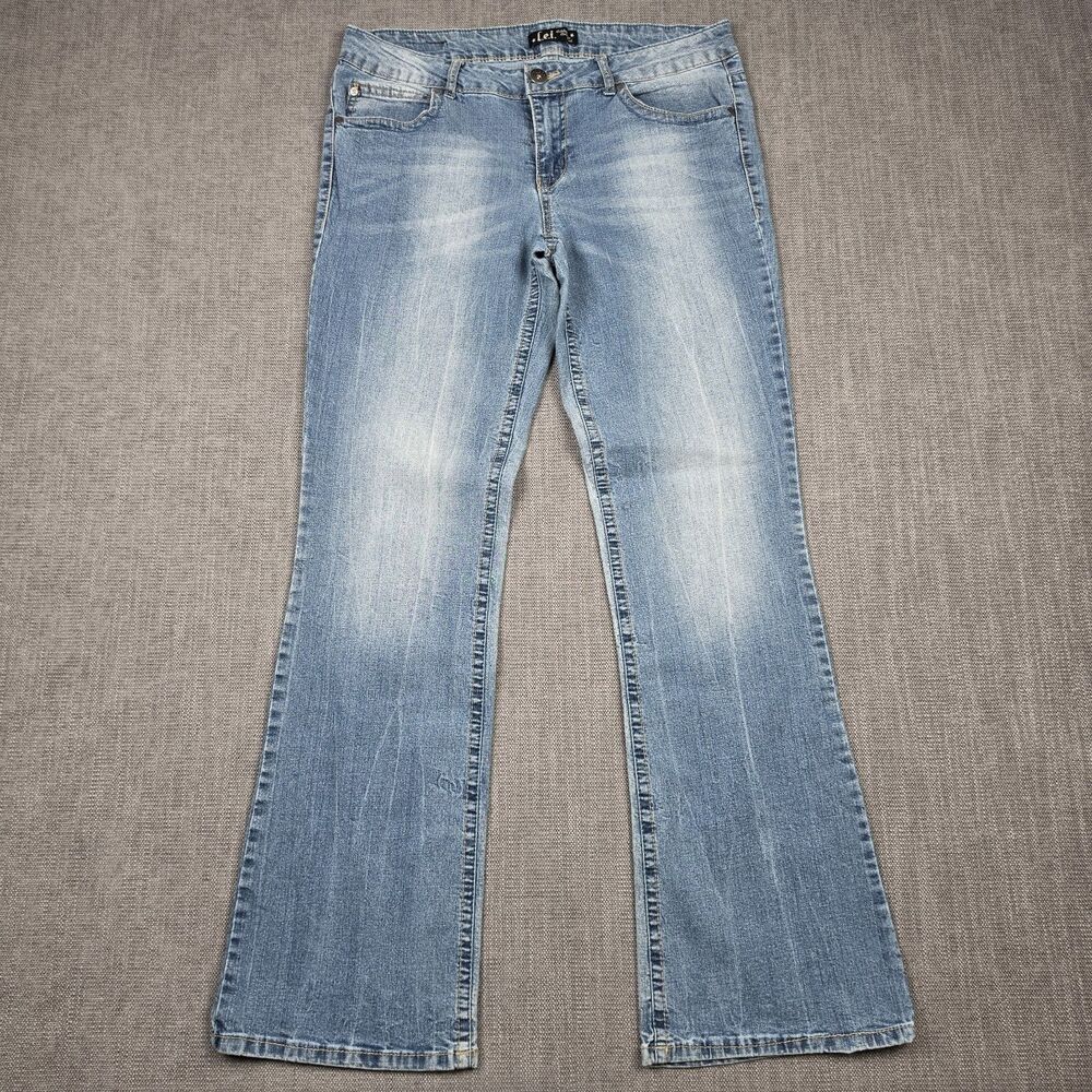 LEI Ashley BootCut Jeans Size 13 Junior Low Rise Y2K Denim Stretch Pants Blue